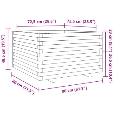 vidaXL Ζαρντινιέρα Κήπου 80x80x49,5 εκ. από Εμποτισμένο Ξύλο Πεύκου