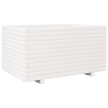 vidaXL Ζαρντινιέρα Κήπου Λευκή 90x60x49,5 εκ. από Μασίφ Ξύλο Πεύκου