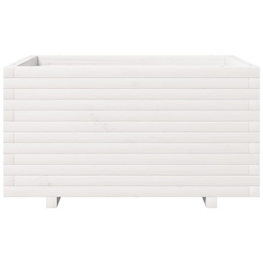 vidaXL Ζαρντινιέρα Κήπου Λευκή 90x60x49,5 εκ. από Μασίφ Ξύλο Πεύκου