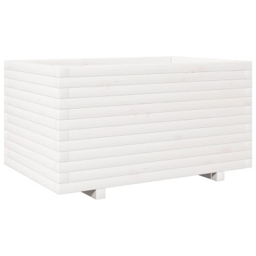vidaXL Ζαρντινιέρα Κήπου Λευκή 90x60x49,5 εκ. από Μασίφ Ξύλο Πεύκου