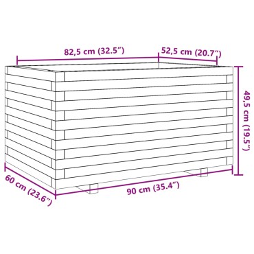 vidaXL Ζαρντινιέρα Κήπου 90x60x49,5 εκ. από Μασίφ Ξύλο Ψευδοτσούγκας