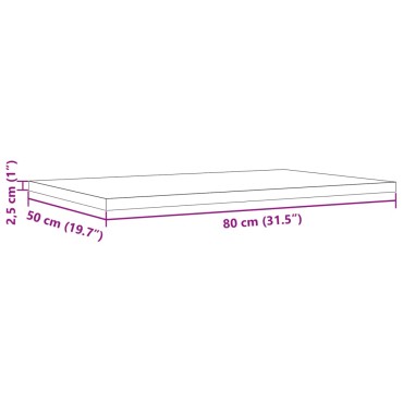 vidaXL Επιφάνεια Τραπεζιού Ορθογώνια 80x50x2,5cm Μασίφ Ξύλο Πεύκου 1 τεμ.