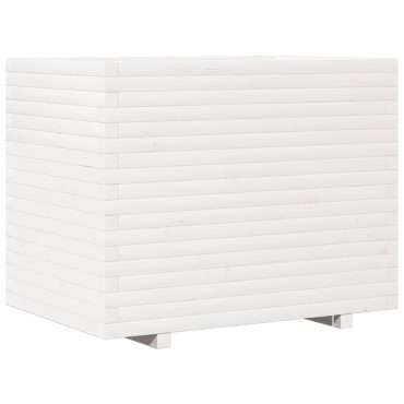 vidaXL Ζαρντινιέρα Κήπου Λευκή 90x60x72,5 εκ. από Μασίφ Ξύλο Πεύκου