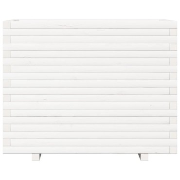 vidaXL Ζαρντινιέρα Κήπου Λευκή 90x60x72,5 εκ. από Μασίφ Ξύλο Πεύκου