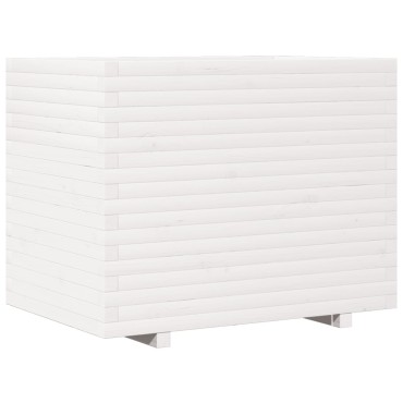 vidaXL Ζαρντινιέρα Κήπου Λευκή 90x60x72,5 εκ. από Μασίφ Ξύλο Πεύκου
