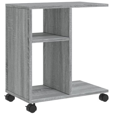vidaXL Βοηθητικό Τραπέζι με Ρόδες Γκρι Sonoma 50x30x55cm Επεξ. Ξύλο 1 τεμ.