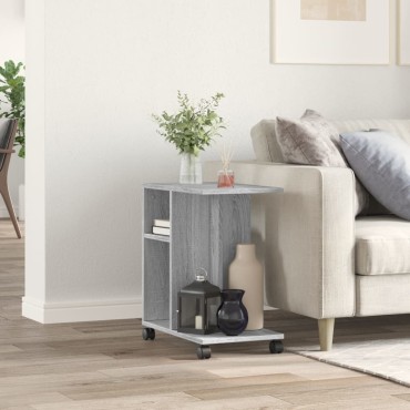 vidaXL Βοηθητικό Τραπέζι με Ρόδες Γκρι Sonoma 50x30x55cm Επεξ. Ξύλο 1 τεμ.