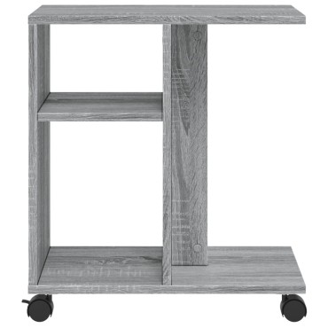 vidaXL Βοηθητικό Τραπέζι με Ρόδες Γκρι Sonoma 50x30x55cm Επεξ. Ξύλο 1 τεμ.