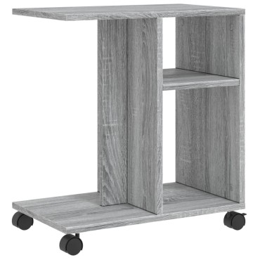 vidaXL Βοηθητικό Τραπέζι με Ρόδες Γκρι Sonoma 50x30x55cm Επεξ. Ξύλο 1 τεμ.