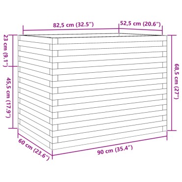 vidaXL Ζαρντινιέρα Κήπου 90x60x68,5 εκ. από Μασίφ Ξύλο Ψευδοτσούγκας