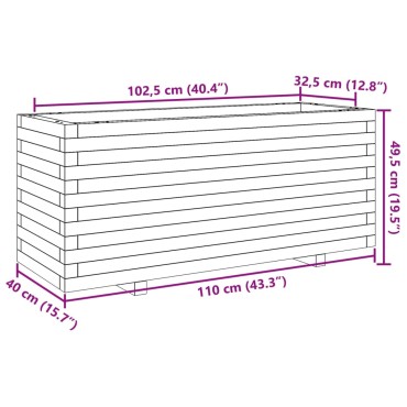 vidaXL Ζαρντινιέρα Καφέ Κεριού 110x40x49,5 εκ. από Μασίφ Ξύλο Πεύκου