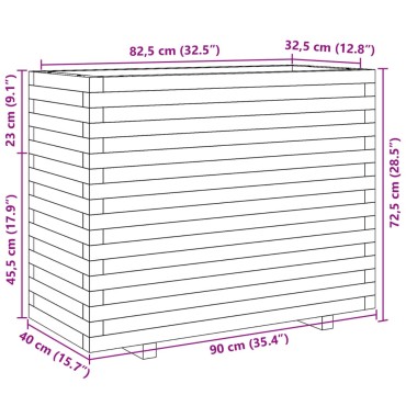 vidaXL Ζαρντινιέρα Καφέ Κεριού 90x40x72,5 εκ. από Μασίφ Ξύλο Πεύκου