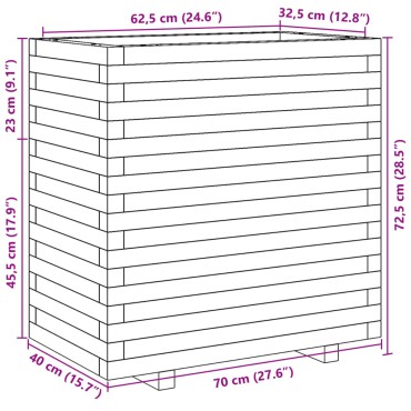 vidaXL Ζαρντινιέρα Καφέ Κεριού 70x40x72,5 εκ. από Μασίφ Ξύλο Πεύκου