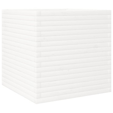 vidaXL Ζαρντινιέρα Κήπου Λευκή 70x70x68,5 εκ. από Μασίφ Ξύλο Πεύκου