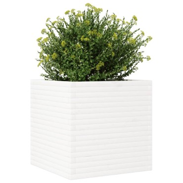 vidaXL Ζαρντινιέρα Κήπου Λευκή 70x70x68,5 εκ. από Μασίφ Ξύλο Πεύκου