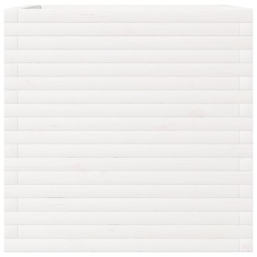 vidaXL Ζαρντινιέρα Κήπου Λευκή 70x70x68,5 εκ. από Μασίφ Ξύλο Πεύκου