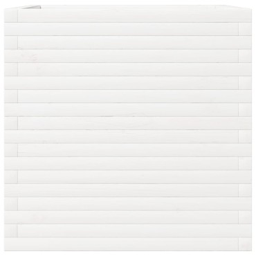 vidaXL Ζαρντινιέρα Κήπου Λευκή 70x70x68,5 εκ. από Μασίφ Ξύλο Πεύκου
