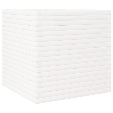 vidaXL Ζαρντινιέρα Κήπου Λευκή 70x70x68,5 εκ. από Μασίφ Ξύλο Πεύκου