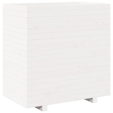 vidaXL Ζαρντινιέρα Κήπου Λευκή 70x40x72,5 εκ. από Μασίφ Ξύλο Πεύκου