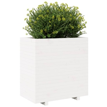 vidaXL Ζαρντινιέρα Κήπου Λευκή 70x40x72,5 εκ. από Μασίφ Ξύλο Πεύκου