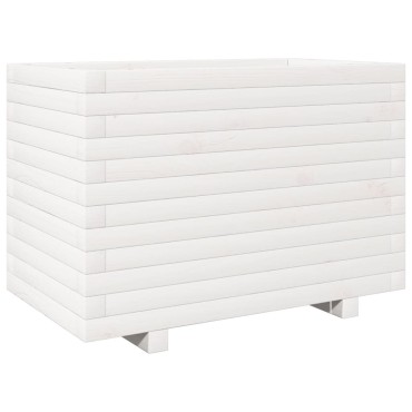 vidaXL Ζαρντινιέρα Κήπου Λευκή 70x40x49,5 εκ. από Μασίφ Ξύλο Πεύκου