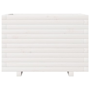 vidaXL Ζαρντινιέρα Κήπου Λευκή 70x40x49,5 εκ. από Μασίφ Ξύλο Πεύκου