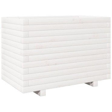 vidaXL Ζαρντινιέρα Κήπου Λευκή 70x40x49,5 εκ. από Μασίφ Ξύλο Πεύκου