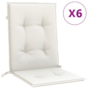 vidaXL Μαξιλάρια Καρέκλας με Πλάτη 6 τεμ. Κρεμ 100x50x4cm Ύφασμα