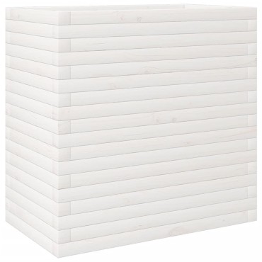 vidaXL Ζαρντινιέρα Κήπου Λευκή 70x40x68,5 εκ. από Μασίφ Ξύλο Πεύκου