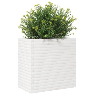 vidaXL Ζαρντινιέρα Κήπου Λευκή 70x40x68,5 εκ. από Μασίφ Ξύλο Πεύκου