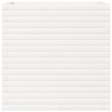 vidaXL Ζαρντινιέρα Κήπου Λευκή 70x40x68,5 εκ. από Μασίφ Ξύλο Πεύκου