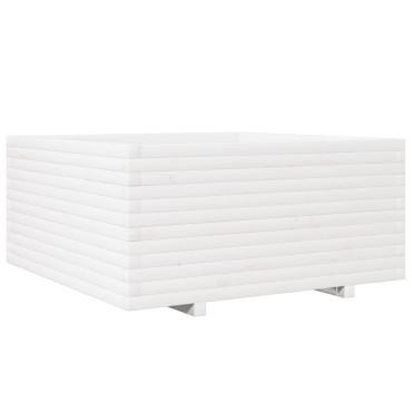 vidaXL Ζαρντινιέρα Κήπου Λευκή 100x100x49,5 εκ. από Μασίφ Ξύλο Πεύκου