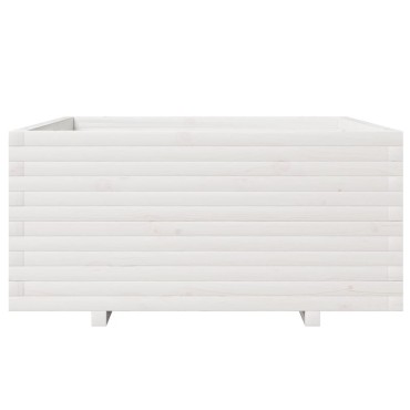 vidaXL Ζαρντινιέρα Κήπου Λευκή 100x100x49,5 εκ. από Μασίφ Ξύλο Πεύκου