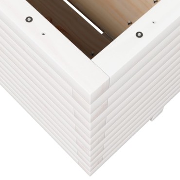 vidaXL Ζαρντινιέρα Κήπου Λευκή 100x100x49,5 εκ. από Μασίφ Ξύλο Πεύκου