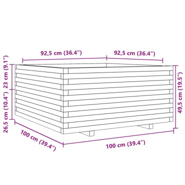 vidaXL Ζαρντινιέρα Κήπου Λευκή 100x100x49,5 εκ. από Μασίφ Ξύλο Πεύκου