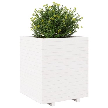 vidaXL Ζαρντινιέρα Κήπου Λευκή 60x60x72,5 εκ. από Μασίφ Ξύλο Πεύκου