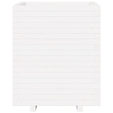 vidaXL Ζαρντινιέρα Κήπου Λευκή 60x60x72,5 εκ. από Μασίφ Ξύλο Πεύκου