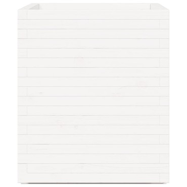 vidaXL Ζαρντινιέρα Κήπου Λευκή 60x60x72,5 εκ. από Μασίφ Ξύλο Πεύκου