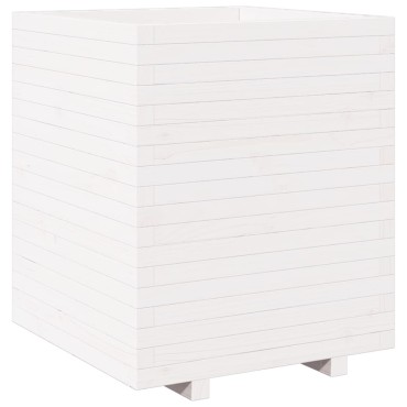 vidaXL Ζαρντινιέρα Κήπου Λευκή 60x60x72,5 εκ. από Μασίφ Ξύλο Πεύκου