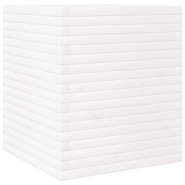 vidaXL Ζαρντινιέρα Κήπου Λευκή 60x60x68,5 εκ. από Μασίφ Ξύλο Πεύκου