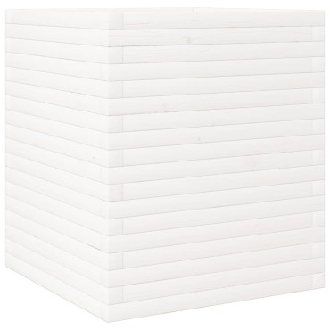 vidaXL Ζαρντινιέρα Κήπου Λευκή 60x60x68,5 εκ. από Μασίφ Ξύλο Πεύκου