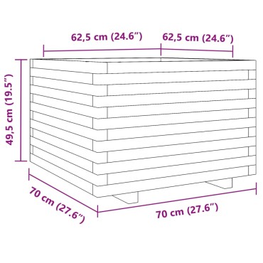vidaXL Ζαρντινιέρα Κήπου 70x70x49,5 εκ. από Εμποτισμένο Ξύλο Πεύκου