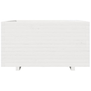 vidaXL Ζαρντινιέρα Κήπου Λευκή 90x90x49,5 εκ. από Μασίφ Ξύλο Πεύκου