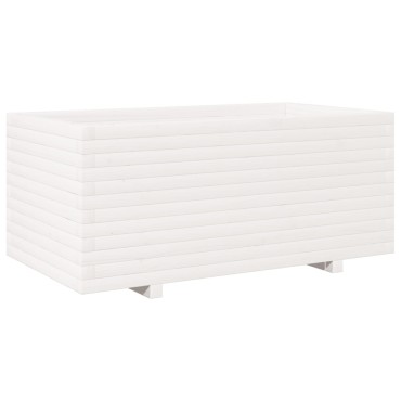 vidaXL Ζαρντινιέρα Κήπου Λευκή 110x60x49,5 εκ. από Μασίφ Ξύλο Πεύκου