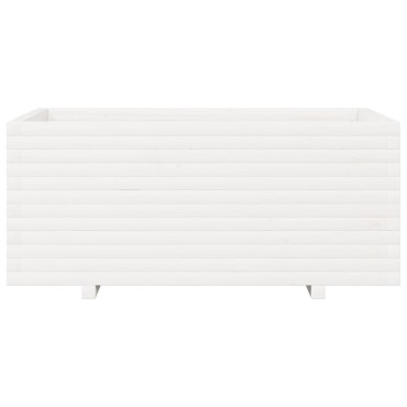 vidaXL Ζαρντινιέρα Κήπου Λευκή 110x60x49,5 εκ. από Μασίφ Ξύλο Πεύκου