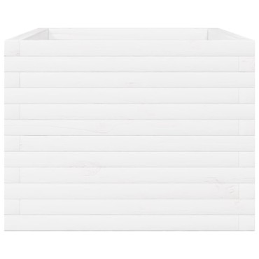 vidaXL Ζαρντινιέρα Κήπου Λευκή 110x60x49,5 εκ. από Μασίφ Ξύλο Πεύκου