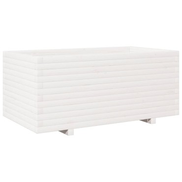 vidaXL Ζαρντινιέρα Κήπου Λευκή 110x60x49,5 εκ. από Μασίφ Ξύλο Πεύκου