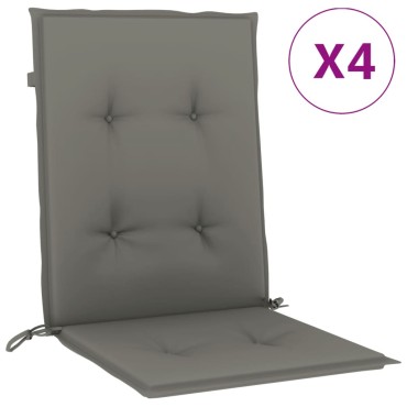 vidaXL Μαξιλάρια Καρέκλας με Πλάτη 4 τεμ. Σκ. Γκρι 120x50x4cm Ύφασμα
