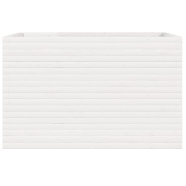 vidaXL Ζαρντινιέρα Κήπου Λευκή 110x60x68,5 εκ. από Μασίφ Ξύλο Πεύκου