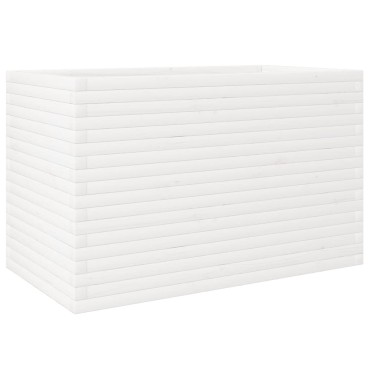 vidaXL Ζαρντινιέρα Κήπου Λευκή 110x60x68,5 εκ. από Μασίφ Ξύλο Πεύκου
